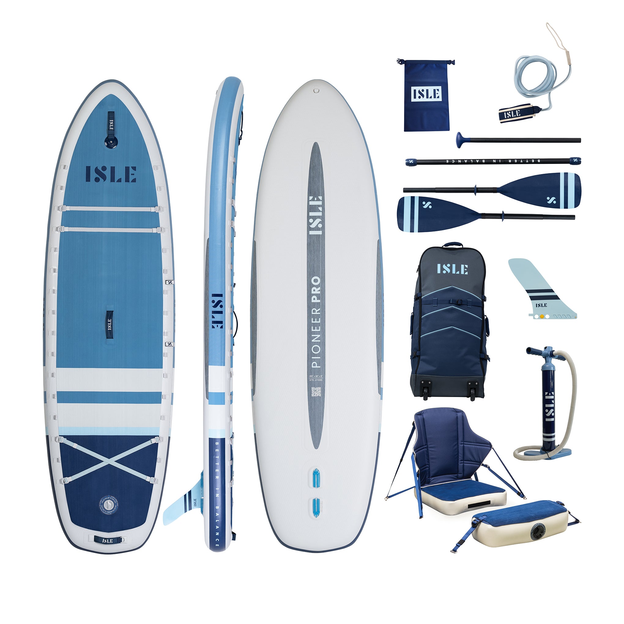 Pioneer Pro Inflatable SUP-Kayak Hybrid Slate/Navy/Ice Complete Package