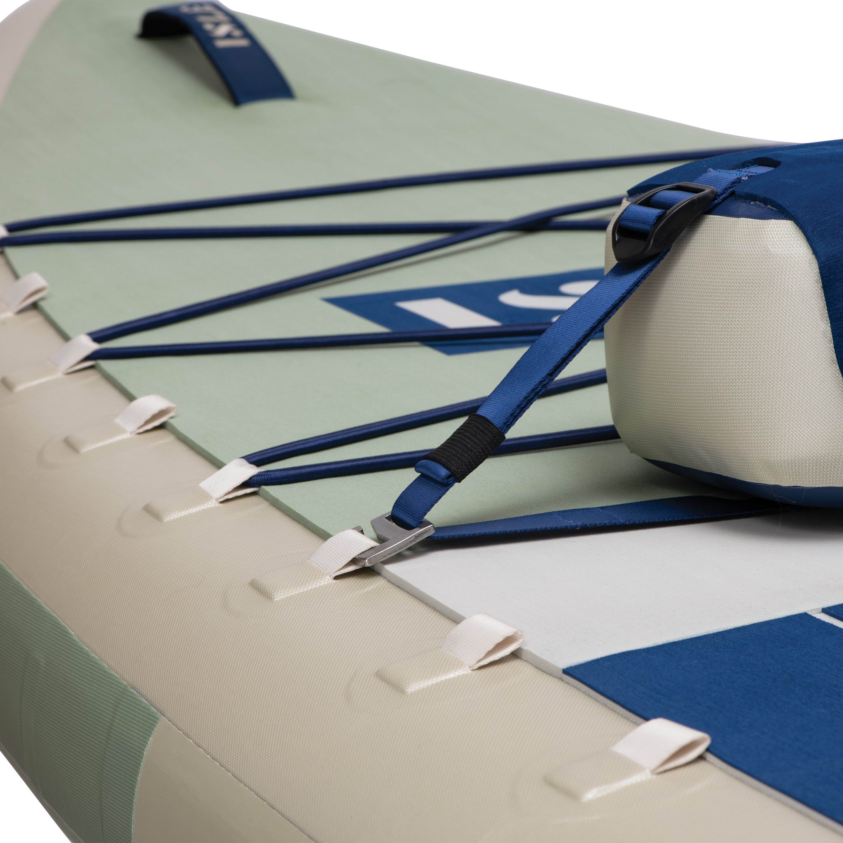 Switch Inflatable Paddle Board Kayak Hybrid Seafoam/Navy with Kayak Foot Rest Attached