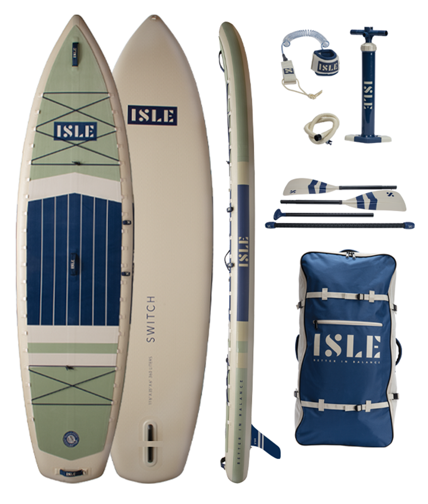 Switch Inflatable Paddle Board Kayak Hybrid Seafoam/Navy Package