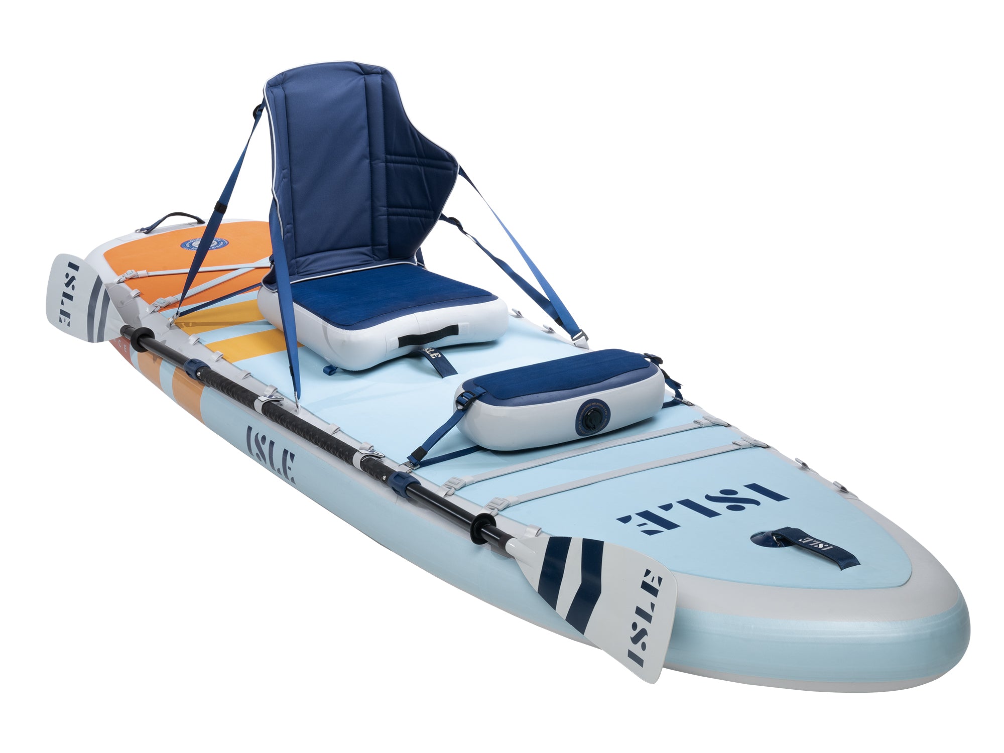 Pioneer Pro Inflatable SUP-Kayak Hybrid Ice/Coral/Sun In Kayak Configuration