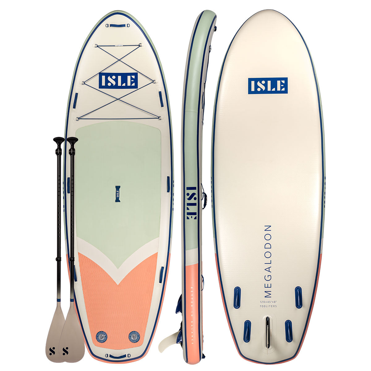 Megalodon 2.0 Inflatable Multi-Person Paddle Board in Seafoam/Peach