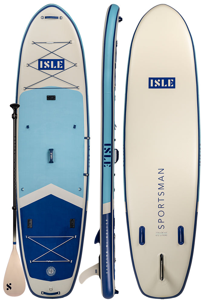 Sportsman Inflatable Paddle Board in Aqua/Navy