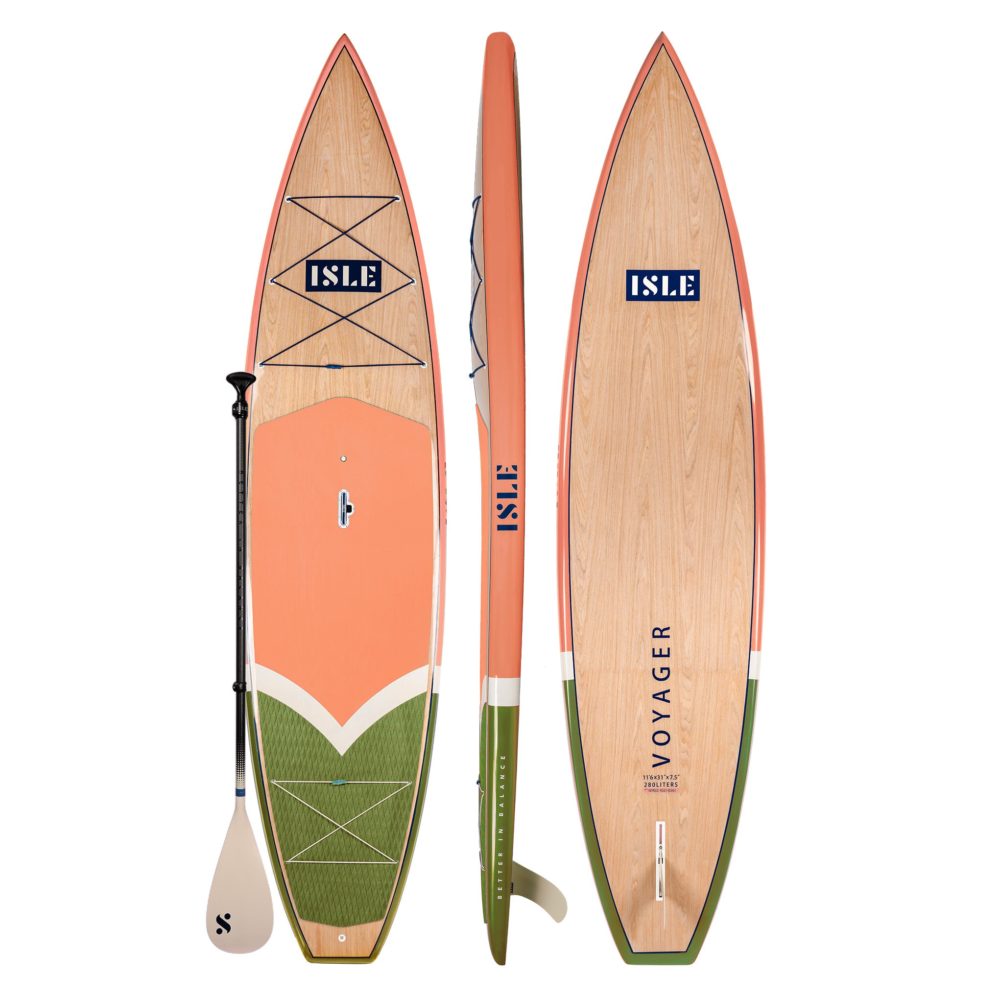 Peach/Moss Voyager 2.0 Paddle Board with Paddle 